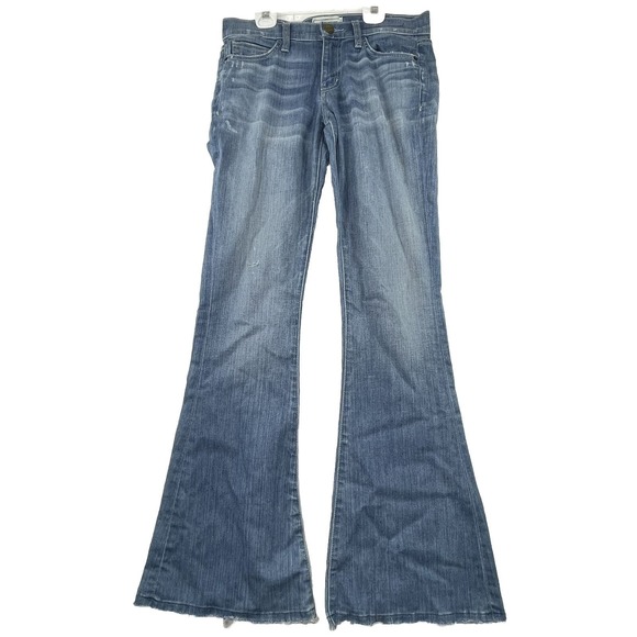 Current Elliot Low Rise Bell Flare Island Hopper Raw Hem Jeans Size 27 / Hip 30” - Picture 1 of 15